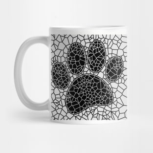 Mosaic Art Dog Paw Print In Black And White Mug